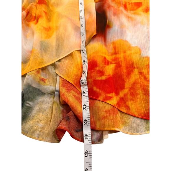 Alice + Olivia Floral Fairy Print Leah Faux Wrap Chiffon Maxi Skirt, size 8 - Picture 7 of 8